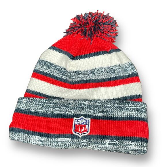 New England Patriots Beanie Pom Knit Hat NFL New Era Sport OS Football Gray Red - Picture 11 of 12